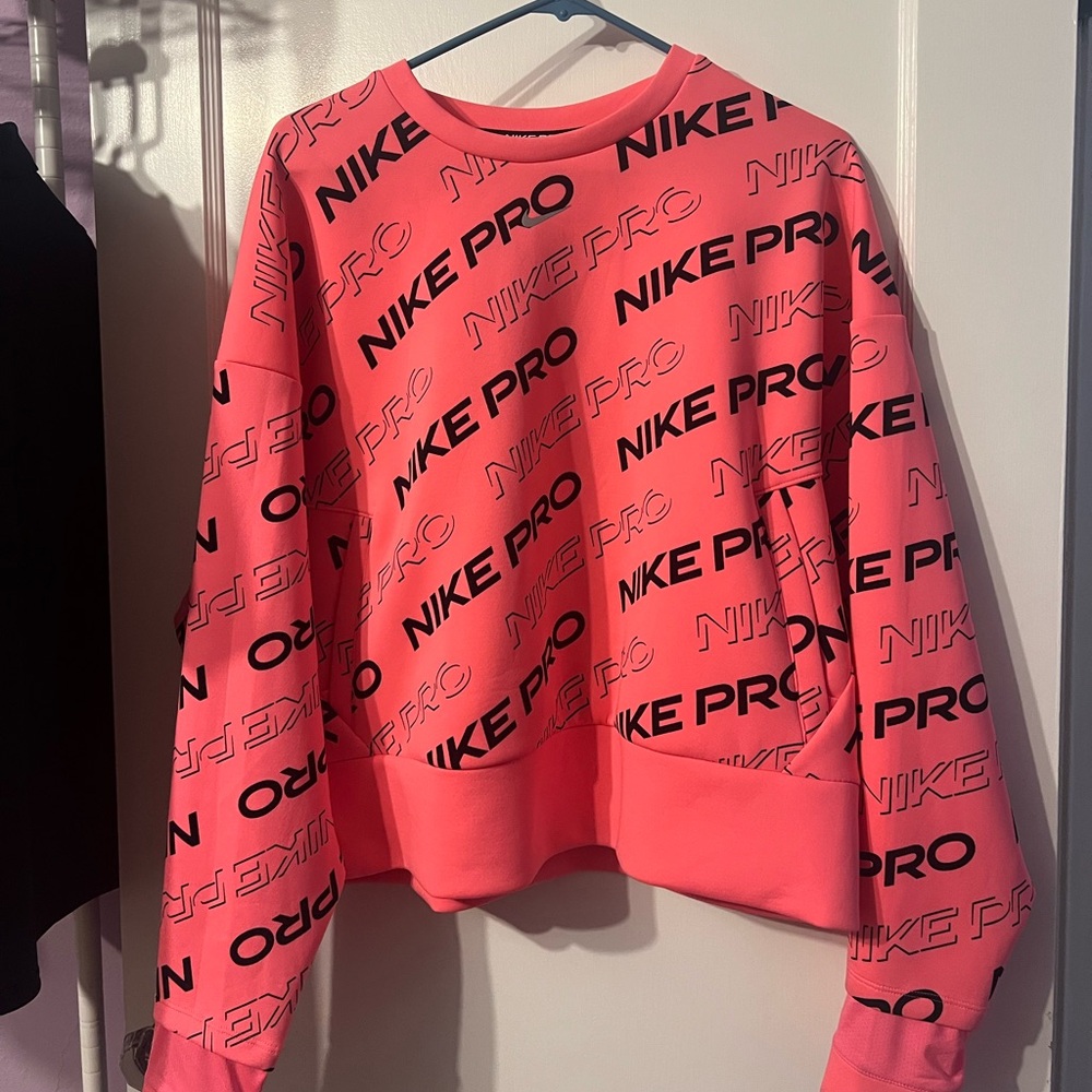 Nike pro neon pink crewneckk